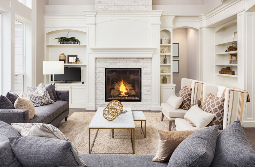 Design de salons avec stratégies de rangement
