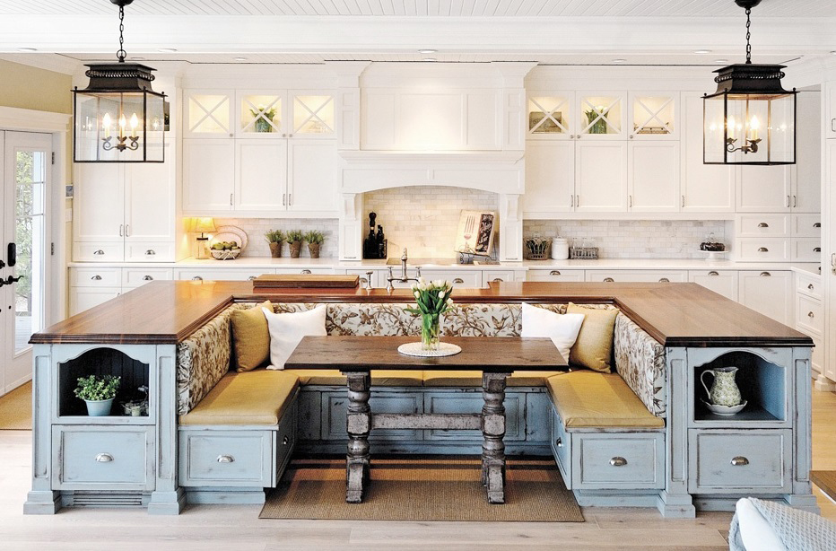  For large kitchens;  an island with an eating nook 