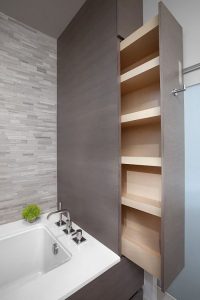 Sliding recessed shelves