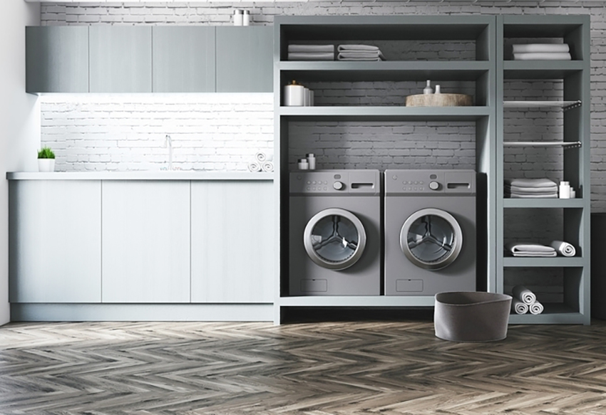 Design de sous-sol avec une buanderie