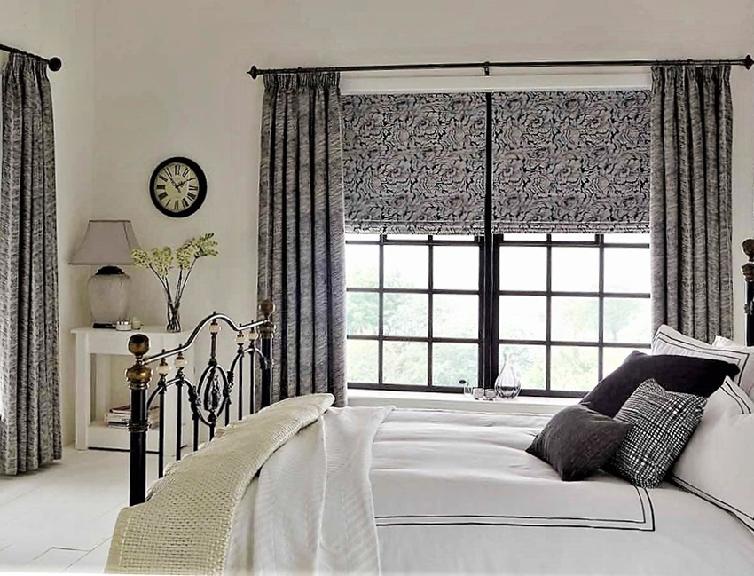 Window Treatments - Curtains with roman blinds