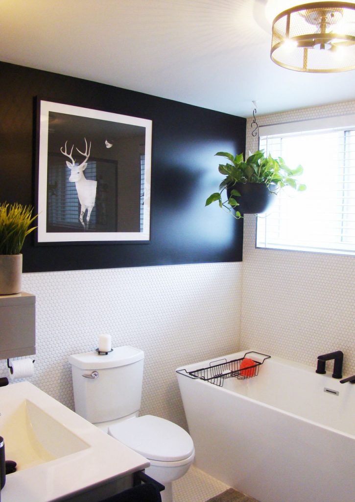 modern black and white lacquer wood vanity