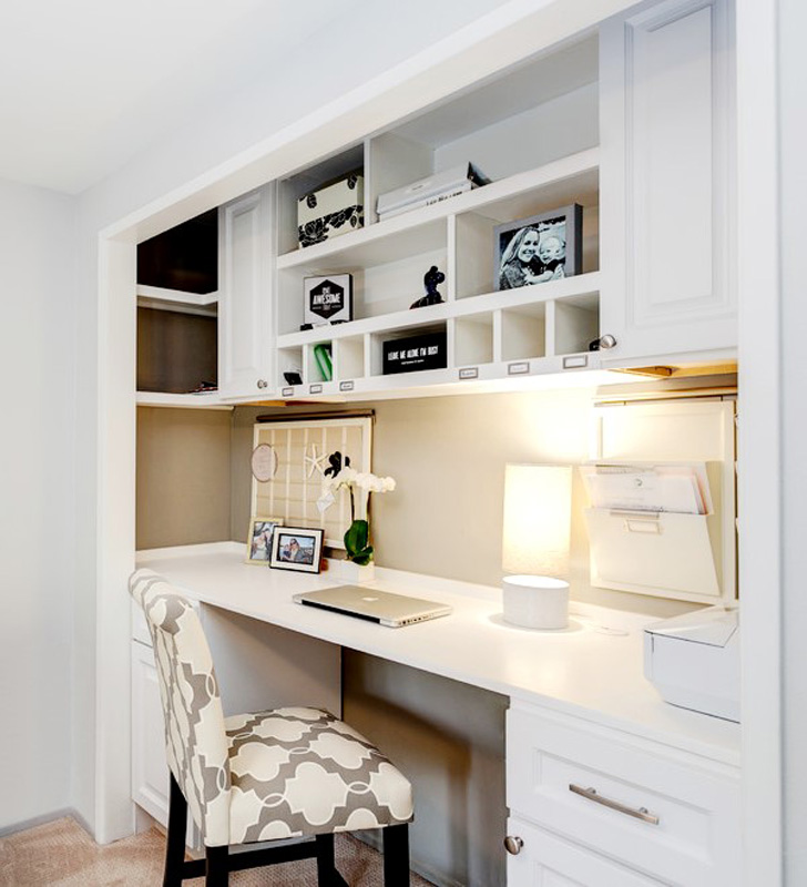 A home office in a spare closet