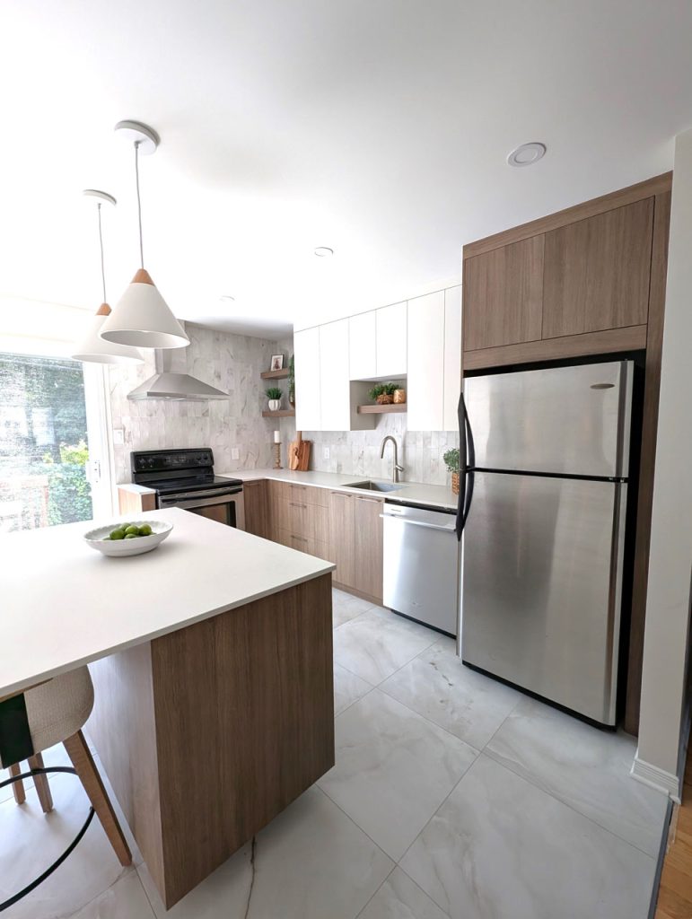 Aménagement de cuisine sereine et fonctionnelle à Rosemont