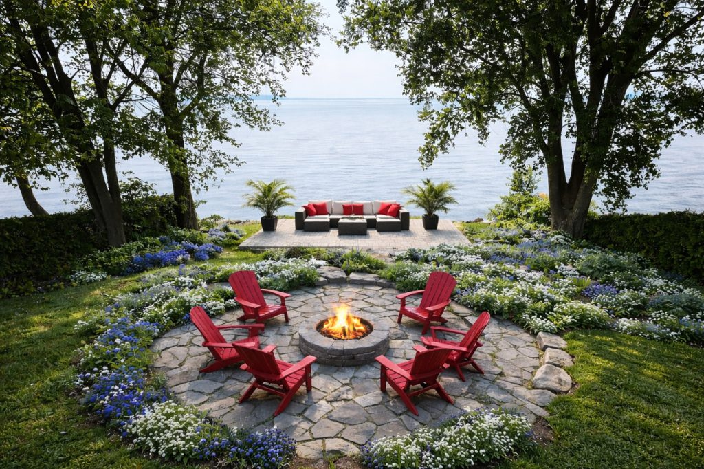 Lakeside Outdoor Landscaping and Terrace Design Portfolio in Saint-Placide-Oka